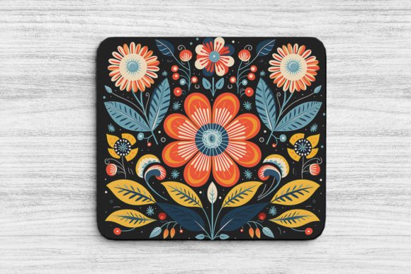 American Folk Art Flowers Mouse Pad