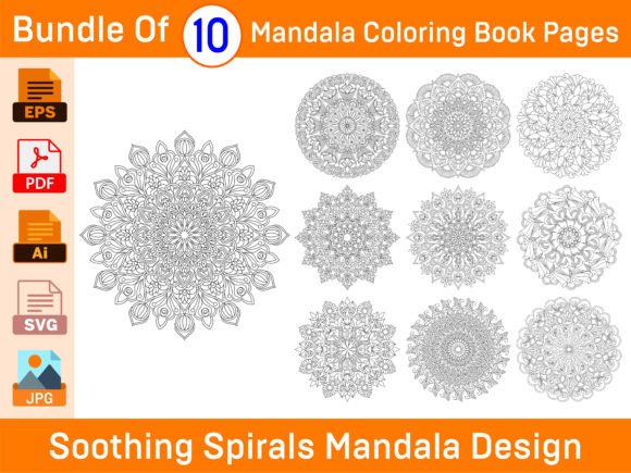 Bundle of 10 Soothing Spirals Mandala