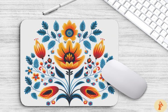 Canadian Folk Art Flowers Mouse Pad