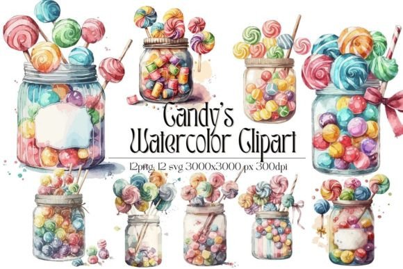 Candy Watercolor Clipart