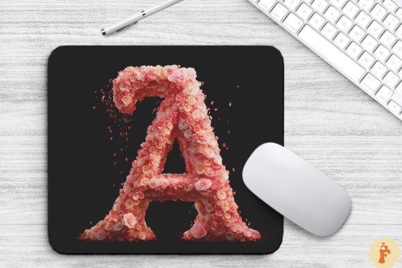 Charming Pink Flowers Letter A Mouse Pad