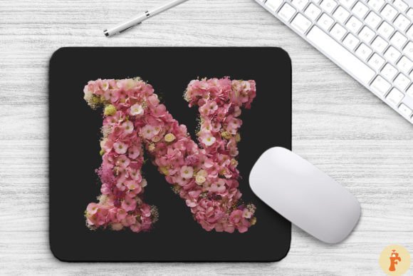 Charming Pink Flowers Letter N Mouse Pad