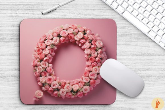 Charming Pink Flowers Letter O Mouse Pad