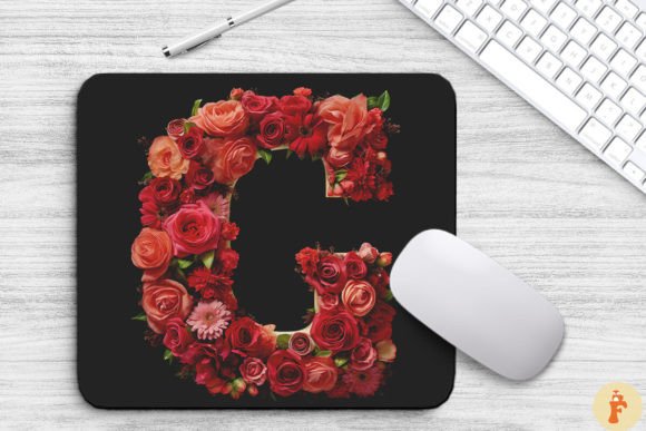 Charming Red Flowers Letter G Mouse Pad