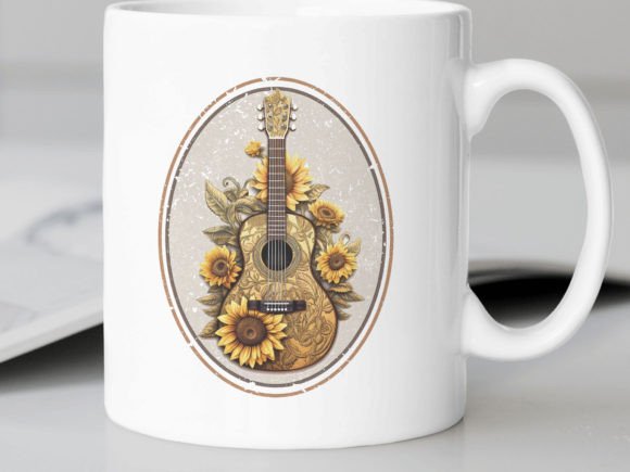 Country Music PNG: Guitar & Sunflower