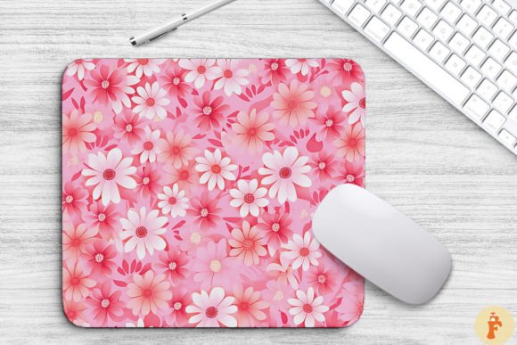 Cute Pink Flowers Mouse Pad Design