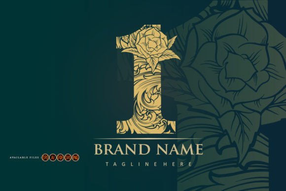 Elegant Engraved Monogram Number 1
