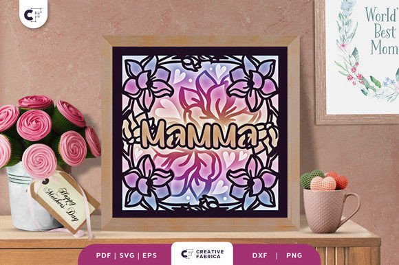 Floral Mamma 3D Shadow Box Paper Cut