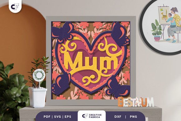 Floral Mum Butterfly 3D Shadow Box