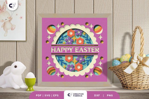 Happy Easter 3D Shadow Box Paper Cut