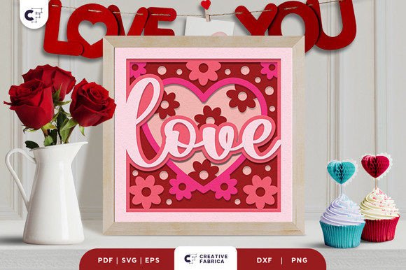 Heart Shape 3D Shadow Box Paper Cut
