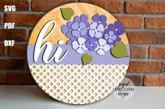 Hi Round Sign SVG Floral Door Hanger