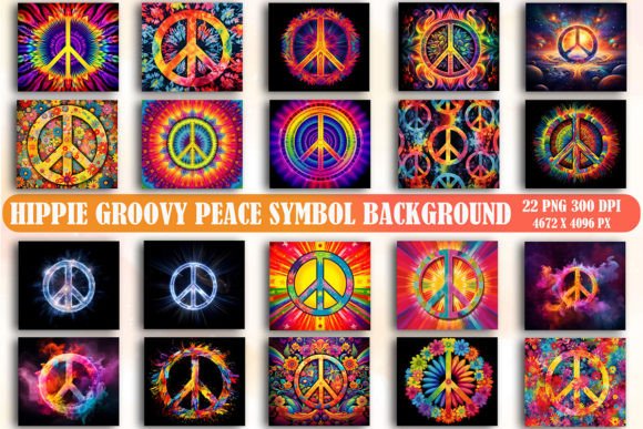 Hippie Groovy Peace Symbol Background