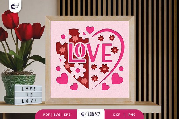 Love Heart Shape 3D Shadow Box