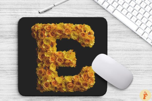 Lovely Yellow Flowers Letter E Mouse Pad