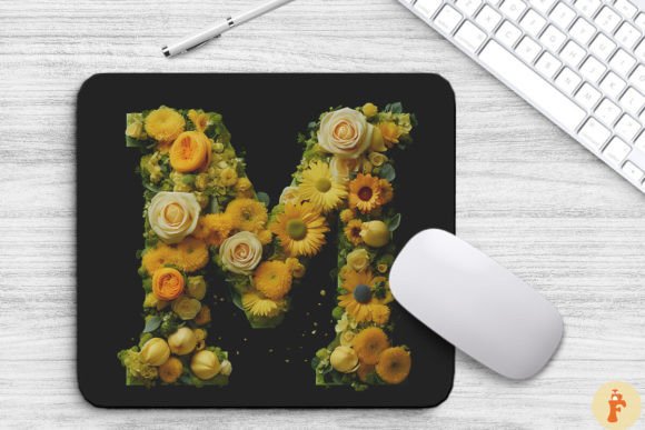 Lovely Yellow Flowers Letter M Mouse Pad