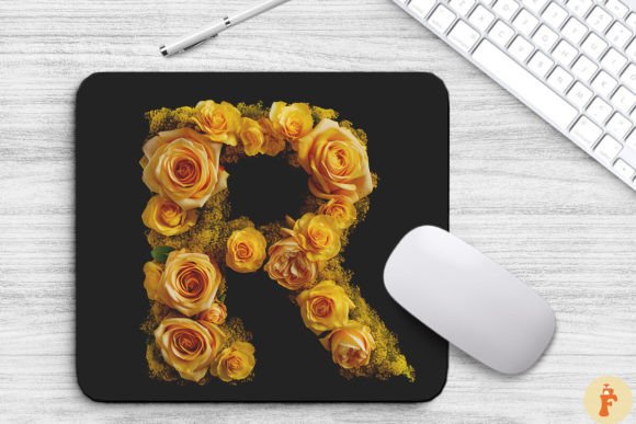 Lovely Yellow Flowers Letter R Mouse Pad