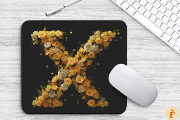 Lovely Yellow Flowers Letter X Mouse Pad