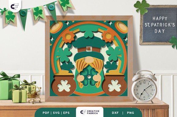 Lucky Gnome Shadow Box Paper Cutting SVG