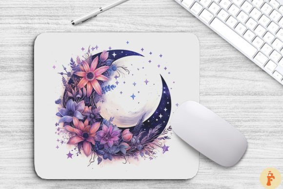 Romantic Vintage Moon and Flowers