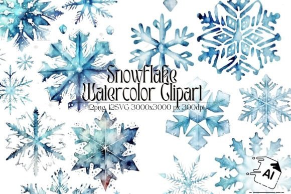 Snowflake Watercolor ClipArt