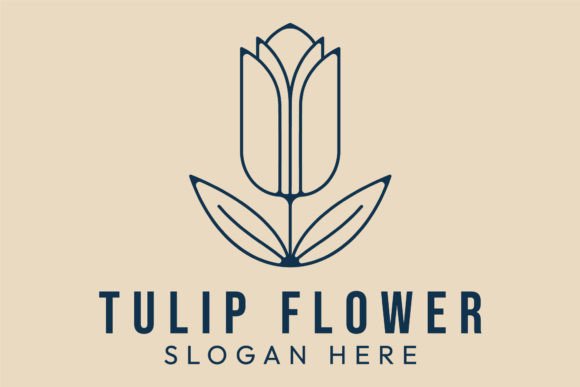 Tulip Flower Line Art Logo Minimalist