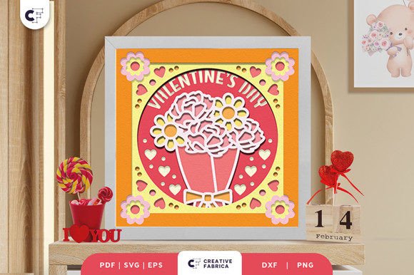 Valentine’s Flower Bouquet 3D Shadow Box