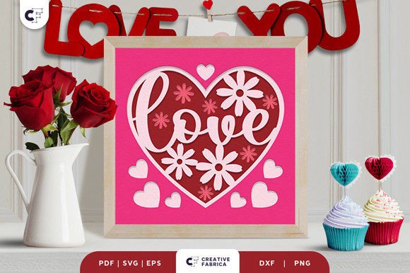 Valentines Heart Shape 3D Shadow Box
