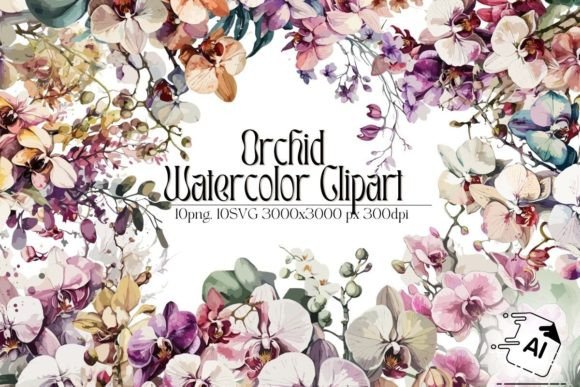 Watercolor Orchid Clipart