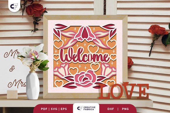 Wedding Welcome Sign 3D Shadow Box SVG